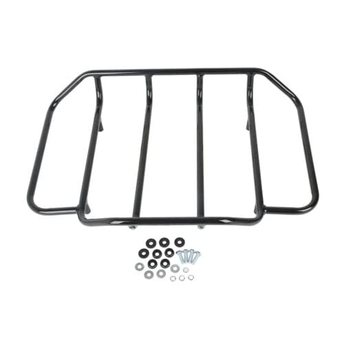 TCMT King Motorcycle Trunk Box Backrest Two Up Mounting Rack Top Rack Fit For Harley Touring 1997-2008 Electra Glide Road Glide Street Glide Pack - color: No Speaker Holes: Style F Black Rack