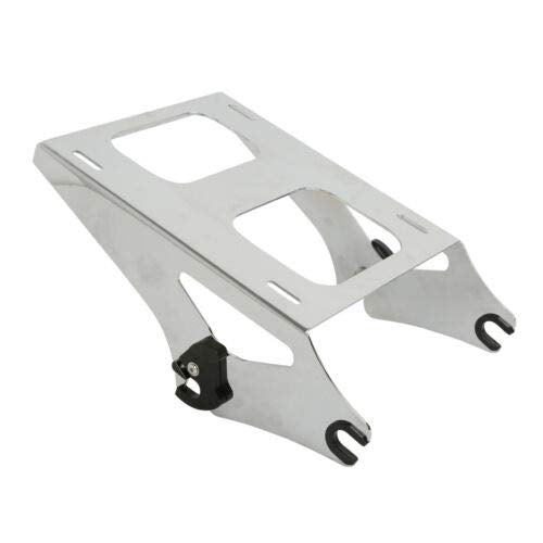 TCMT King Motorcycle Trunk Box Backrest 2 Up Mount Rack Top Rack Fit for Harley 2014-2025 Touring CVO Road King Road Glide Street Glide Electra Glide Pack - color: Style C Chrome 2 Up Rack#1