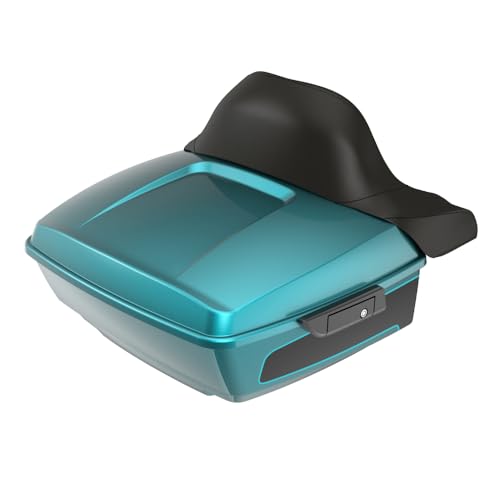 Advanblack King Tour Trunk Pack Compatible with Harley Touring CVO Road Glide, Street Glide, 2023.5 2024 2025 2026 Mounting Rack, Full Backrest & Trunk Liners (Teal Thunder/Vivid Black) - color: Teal Thunder/Vivid Black