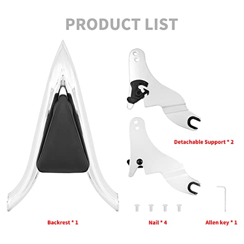 2009-2025 Sissy Bar Backrest, Detachable Passenger Backetst Sissy Bar Fit for Harley Touring Street Glide Road Glide Road King Electra Glide Chrome - color: Chrome, size: 16"- Detachable Split