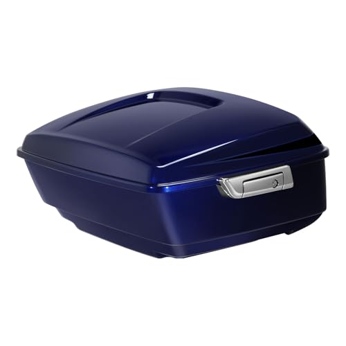 TCMT King Motorcycle Trunk Fit for Harley Touring 2014-2025 CVO Road King Road Glide Street Glide Electra Glide Ultra Limited Pack Blue/Black Sunglo - color: Blue/Black Sunglo(No Speaker Holes)