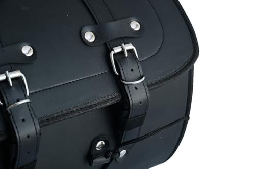 Vance Leather Plain PVC Motorcycle Tail Bag w Quick-Release Straps, Dual Side Pockets, Universal Fit Storage for Cruiser and Touring Motorcycles - style: Plain