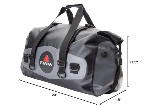 Tusk Dry Duffel Bag Medium 33L – Top Load Waterproof Gear Bag with Roll-Top Closure, Black/Grey