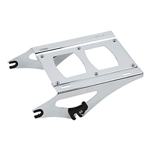 TCMT King Motorcycle Trunk Box Backrest 2 Up Mounting Rack Top Rack Base Plate Fit for Harley 2014-2025 Touring CVO Road King Road Glide Street Glide Electra Glide Pack - color: Style B Chrome 2 Up Rack#2+Base Plate