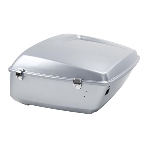 TCMT King Motorcycle Trunk Box W/Latches Keys Fit for Harley 2014-2025 Touring CVO Road King Road Glide Street Glide Electra Glide Ultra Limited Pack Barracuda Silver - color: Barracuda Silver(W Speaker Holes)