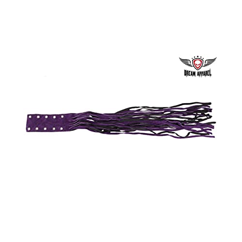 Motorcycle Brake Clutch Covers Cowhide Leather Fringed Brake Lever Cover Universal Grip Tassels Motorcycle Handlebar Covers (Black & Purple, 21.5" Long + 2" Wide) - color: Black & Purple