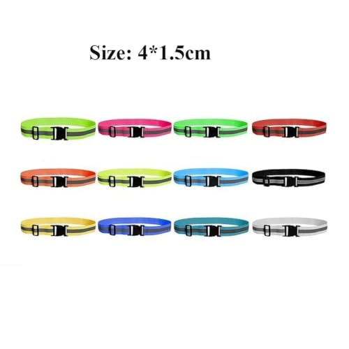 Reflective Bands 10pcs Waist Adjustable Reflective Waistband Belts Elastic 4 * 1.5cm Sport Safety Belts Night Safety Gear for Cycling Running - color: Blue