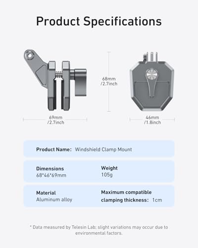 Motorcycle Windshield Clip Camera Mount, Quick Release Motorbike Windscreen Clamp for DJI Action 6/5/4/3, GoPro Mission 1 PRO, Hero 13/12/11/10, Insta360 Luna Ultra, Insta360 X5 X4, Xtra Muse
