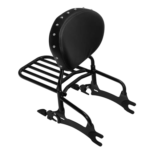 SLMOTO Motorcycle Quick Release Sissy Bar Passenger Backrest Pad Luggage Rack for Indian Chieftain Limited 2017-2022 Chieftain Classic 2018-2020 - color: Black Backrest + Black Sissy Bar