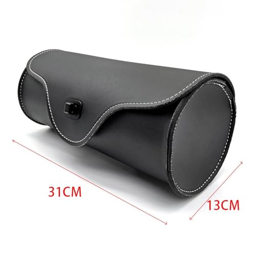 Universal PU Leather Motorcycle Fork Bag Saddlebag, Black with Mounting Straps Motorbike Tool Pouch Tail Rack Storage Bag