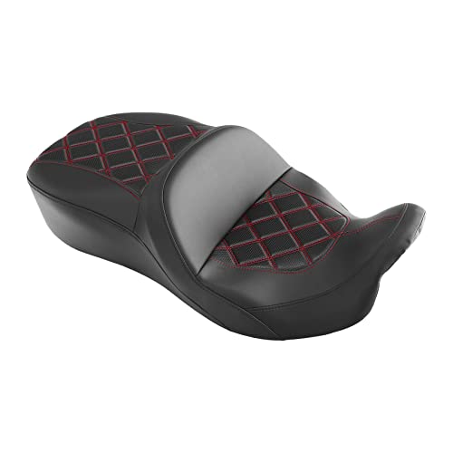 C.C. RIDER Rider Passenger Seat fit for Harley Davidson Touring 2009-2023 Road King Street Glide Road Glide Electra Glide Tri Glide models - color: 34#Red Seat