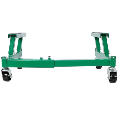 Motorcycle Dolly 1500 lbs Capacity, Adjustable ATV Motorcycle Shop Dolly, Heavy-Duty Steel Engine Cradle Dolly, Rolling Vehicle Dolly with Rubber Pads, Motorcycle Maintenance Stand,Green