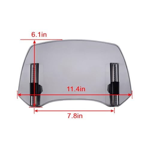 Motorcycle Windshield Extension, Adjustable Clip-On Windscreen Extender, Wind Deflector Spoiler Air Deflector, Universal Fit (Gray-11.4x6.1") - color: Gray-11.4x6.1"
