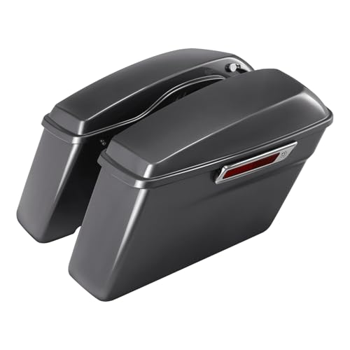HR3 Gauntlet Gray Metallic Hard Saddlebags Compatible with 2021 Street Glide Special FLHXS Ultra Limited FLHTK (Replace for OEM) Fit for 2014-2023 Harley Touring Models - color: Gauntlet Gray Metallic