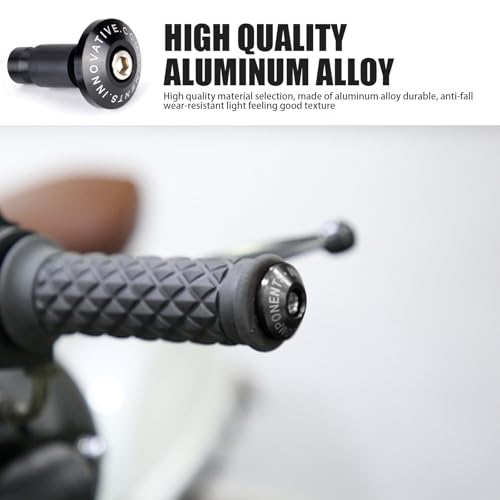 2 PCS Motorcycle Street Bike 7/8" Handlebar Grips Bar End Plugs, Universal Handle Bar End Weights Handlebar Grips Cap, Modified Handlebar Plug, for Most Motorcycles (Black)