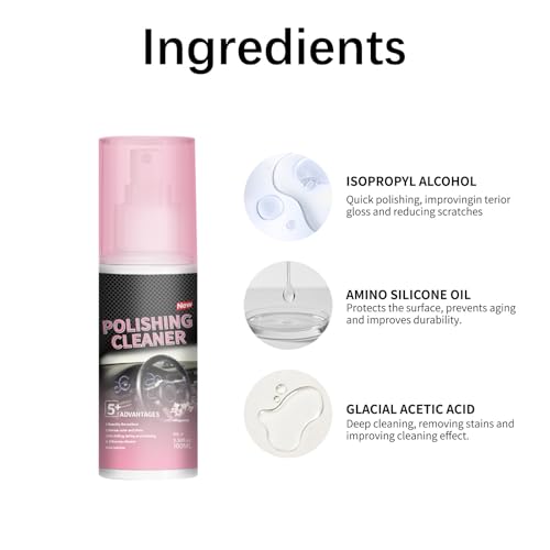 2Pcs Car Interior Cleaner, Polishing Cleaner Detailer Spray. | for Rubber, Leather& More, Multi-Surface Cleaning for Car Interior.