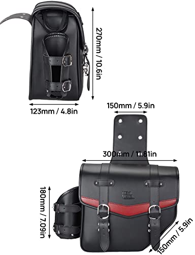 KEMIMOTO Quick Release Buckle Motorcycle Saddle Bags with Cup Holder 18L (9Lx2) PU Leather Saddlebags Waterproof Capacity Compatible with Softail Dyna Road King Universal