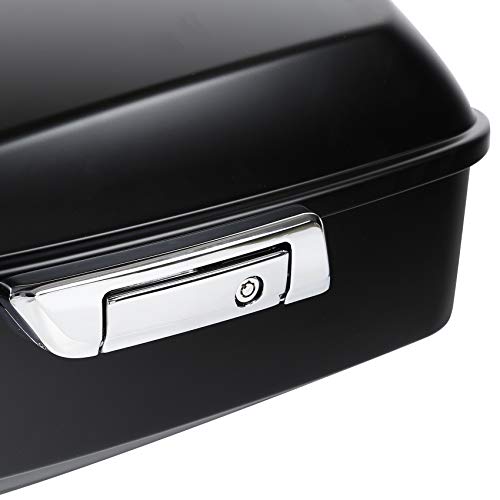 Black Denim 13.7" King Trunk W/Latch Key Fit For Harley Trunk Touring CVO Road King Road Glide Street Glide Electra Glide Ultra Limited 2014-2025 - color: Black Denim(No Speaker Holes)