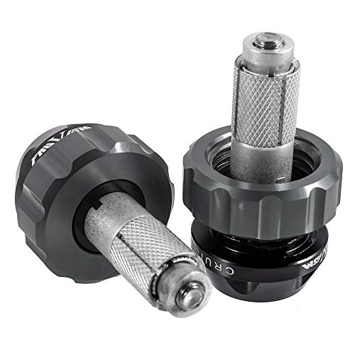 Throttle Lock Cruise Control Grip Ends Handlebar Plugs Sliders for 22mm Motorcycle Handlebar with 14mm/18mm Inner Diameter or with M6 Screw Holes (Titanium) - color: Titanium