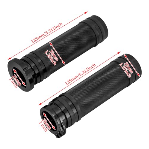 Motorcycle 1" Hand Grips Handlebar Grips Cable Throttle Fit for Harley Touring Street Glide Road King Road Glide Electra Glide Dyna Softail - color: #1 Black