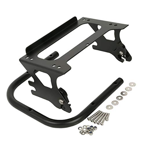 TCMT Chopped Motorcycle Trunk Backrest Pad Luggage Rack 2 Up Mount Rack Fit For Harley Touring 1997-2008 Road King Road Street Electra Glide Pack - color: Chopped Style A Black Rack