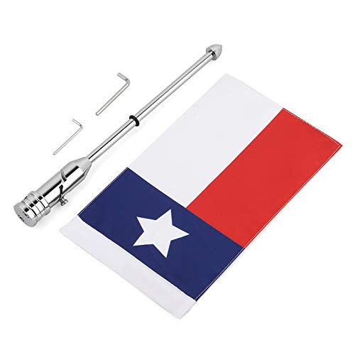 GUAIMI Motorcycle Folding Flag Mounts Adjustable Flag Pole with Texas State Flag - color: Chrome