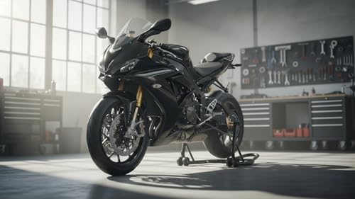 Big RED Motorcycle Stand 500LB, Adjustable Sport Bike Front and Rear Wheel Lift Stands, Fit for Yamaha, Kawasaki, Honda, Suzuki, Black, U+L - color: Black