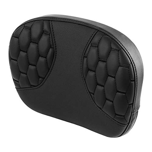 SLMOTO Detachable Leather Sissy Bar Backrest Passenger Pad Bracket Fits For Harley Touring Road King Electra 2014-2023, Black Stitching - color: Black Passenger Backrest PAD