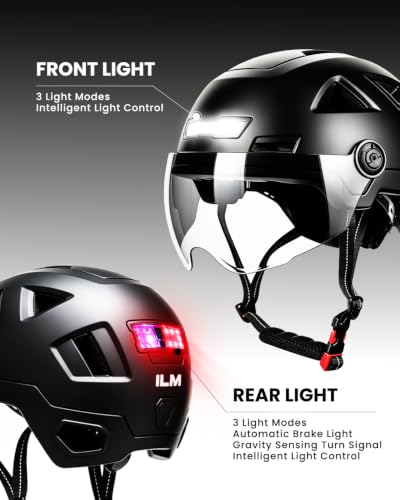 ILM Smart Adult Bike Helmet with Automatic G-Sensor Turn Signal & Brake Warning LED Light Control Road Cycling Helmet E3-12LS - color: Gray, size: Small-Medium