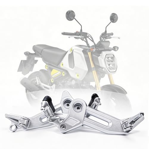 Mokuo High Strength Aluminum Alloy 6061 Motorcycle Footpegs Assembly Footrest Set Kit Right&Left Side Fit for Honda Grom MSX 125 SF 2021-2024