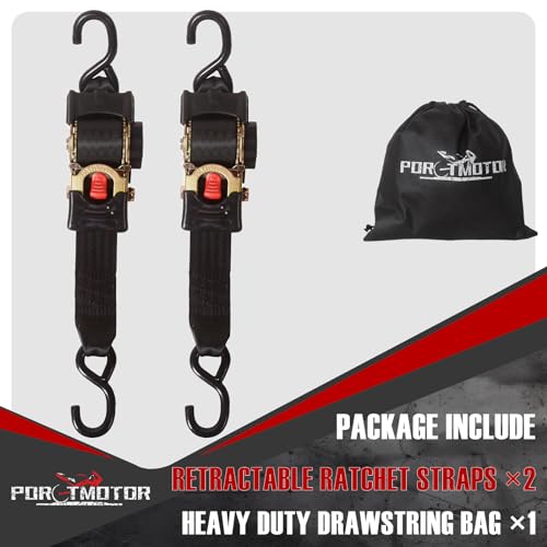 2 Pack Retractable Ratchet Straps (2"" × 10'), 3000LBS Break Strength Ratchet Tie Down Straps Heavy Duty Auto Retracting Ratchet Straps for Motorcycle, Trailers, Boats, ATVs, UTVs - style: 2in x 10ft (Pack of 2)