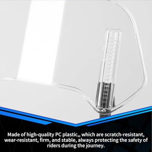 350*150mm Motorcycle Windshield, PC Plastic Front Fairing Windscreen No-Drill Mount, Heightened Design Wind Screen Windshield Spoiler Air Deflector Fits Cruiser/Touring/Retro/Scooter (Clear)