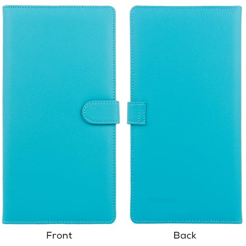 Car Registration and Insurance Holder, 2 Pack Leather Vehicle Glove Box Organizer with Magnetic Shut for Document, Cards, Driver License, Pink and Turquoise Bundle
