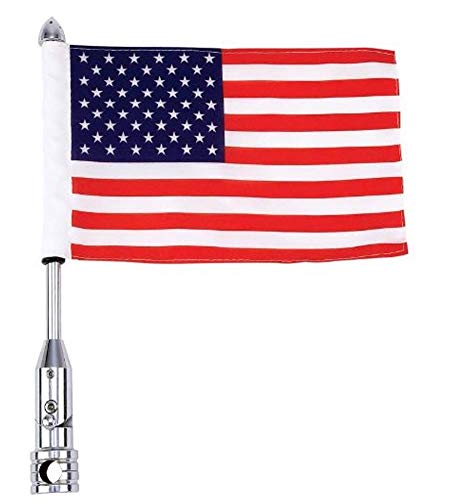 Diamond Plate BKFLAGPL Motorcycle Flagpole Mount and American Flag USA