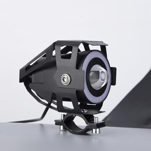 Motorcycle LED Fog Lights U7 Spotlight with High Low Strobe Beam Halo Rings White Central with U7 LED Running DRL Switches Clamps Universal Spotlights Driving Lights 2 Packs - color: Colorful