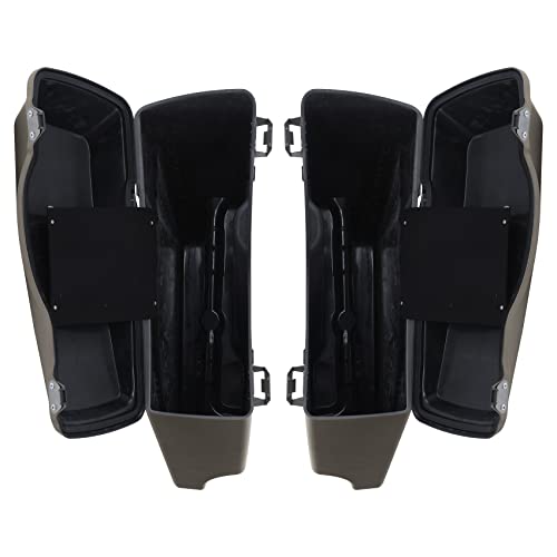 TCMT 5" Stretched Hard Saddlebags Fit For Harley Touring Electra Road Glide 1993-2013 - color: Pewter Denim Chrome Latches