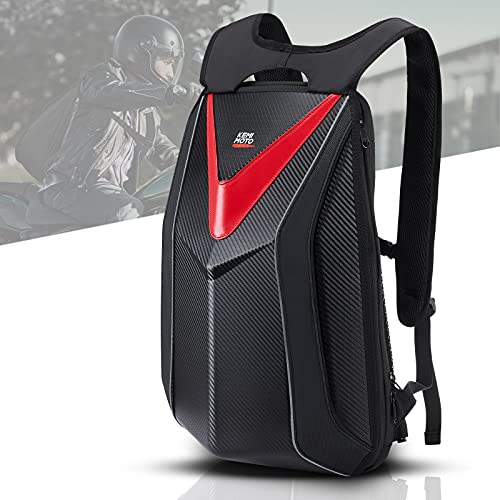 KEMIMOTO Motorcycle Backpack, Hardshell Helmet Backpack Expandable Large Capacity Riding Bag, Water Resistant Lightweight for Riding Work Gym