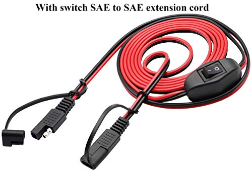 SAE Extension Cable 16 AWG Wire Harness 12V-24V DC SAE to SAE Cable with Switch Quick Connect/Disconnect Snap Action Cable for Motorcycle Cars,Camp Trailer Solar Panels(2.4m/7.8ft-Switch)