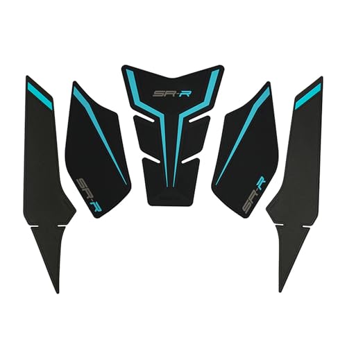 NIGHT CAT Motorcycle Tank Pad,Motorcycle Fuel Tank Protector,Gas Tank Decals Compatible With CFMOTO 675SR CF MOTO SR675 675 SR(Black blue 5pcs) - color: Black blue 5pcs