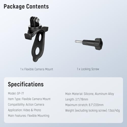 NEEWER Flexible Mount Wrap Band Compatible with GoPro DJI Insta360 Action Cameras, Motorcycle Bike Handlebar Roll Bar Tube Clip Holder Bracket Accessories for Photography Video Recording, GP-77 Black - style: GP-77