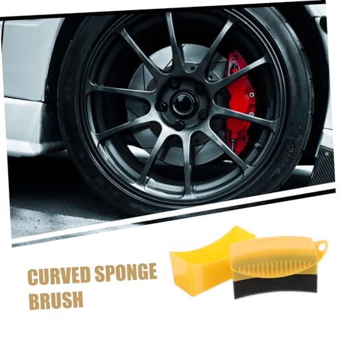Cabilock Curved Sponge Brush for Tire Detailing Car Wax Applicator Pad Lid for Car Motorcycle Detailing Automotive Cleaning Tool