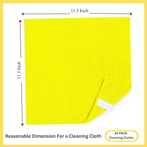 Microfiber Cleaning Cloth for Kitchen & households, Towels for Cars. (300gsm) (Pack of 24 Yellow) - color: Yellow