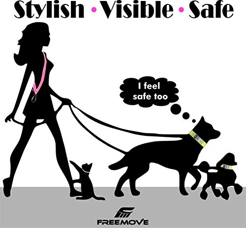 FREEMOVE Reflective SASH with 2 Bands - or - Reflective Runners Waist Belt with 4 Arm Bands > Easy to Put On/Off Reflective Gear for Guaranteed Visibility & Safety for Dog Walking, Running, Cycling - color: Pink SASH and BANDS