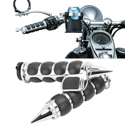 JMTBNO Motorcycle Grips 1" 25mm Handlebar Hand Grips Compatible with Harley Touring Road King Street Glide Electra Glide Road Glide Street Bobber Softail Fatboy - color: Chrome With Big Throttle