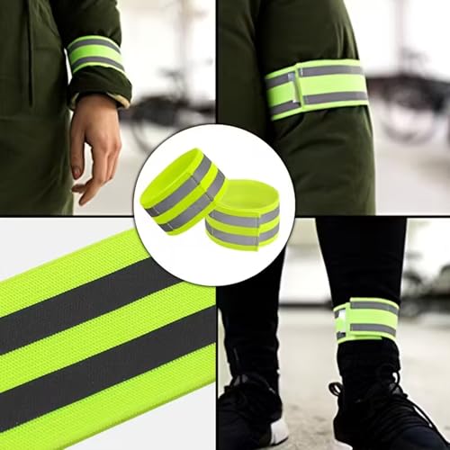4pcs Cycling Luminous Armband,Safety Visibility Cycling Armband,Adjustable Sports Reflective Armband,Multi-Purpose Outdoor Activity Armband
