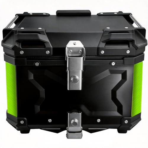 Motorcycle Top Case 45L Aluminum Alloy Motorbike Tail Box with Waterproof Lid & Anti-Shock Detachable Suitable for Stowing Helmets and Luggage