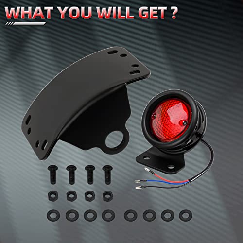 Amazicha 1" Motorcycle LED Tail Brake Light with Bracket, IP67 Waterproof Motorcycle Side Mount License Plate Rear Light Compatible for Harley Sporster Bobber Chopper Yamaha Suzuki Honda Kawasaki - size: 1inch, style: Curved