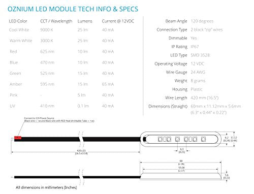 Oznium LED Modules (Straight Black, Pink LED) - color: Pink LED, size: Straight Black