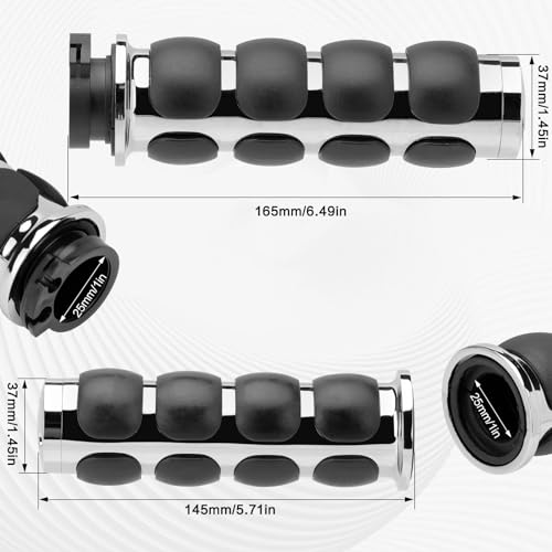 Motorcycle Hand Grips 1 Inch 25MM Handlebar Grip Throttle Non-Slip Universal Compatible with Harley Davidson Dyna Sportster 883 Road King Electra Glide Street Glide - color: Chrome-C