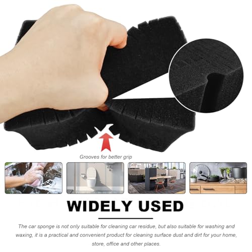 Car Wash Sponge, Large Scratch-Free Cross Cut Sponge for Soap and Rinseless Washing, Durable Ultra Soft Foam Grid Extra Absorbent Car Cleaning Sponge Pad, Car Accessories (Black) - color: Black